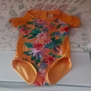 Art Class Orange Floral Kids Bathing Suit